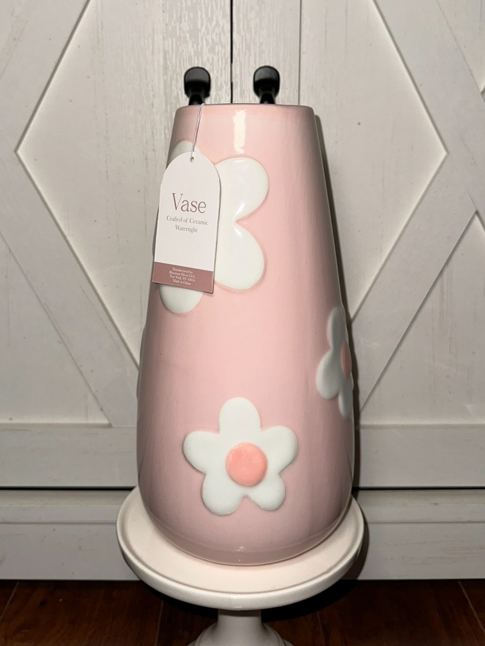 Ceramic Pink Flower Embossed Large Vase